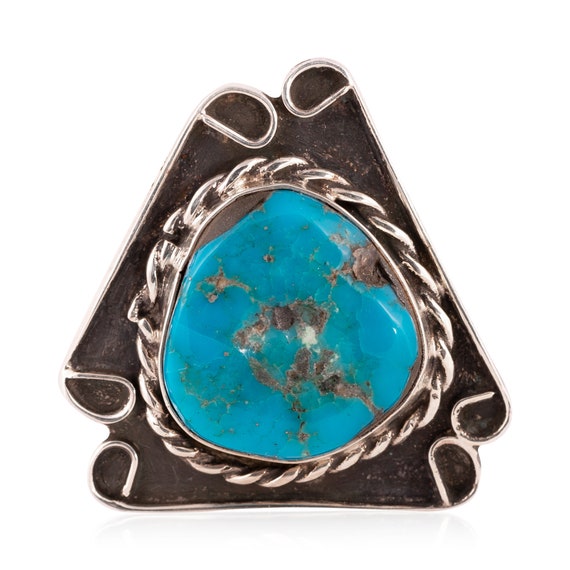 Chunky Triangle Turquoise and Sterling Silver Ring