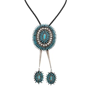 Navajo Turquoise Needlepoint Bolo
