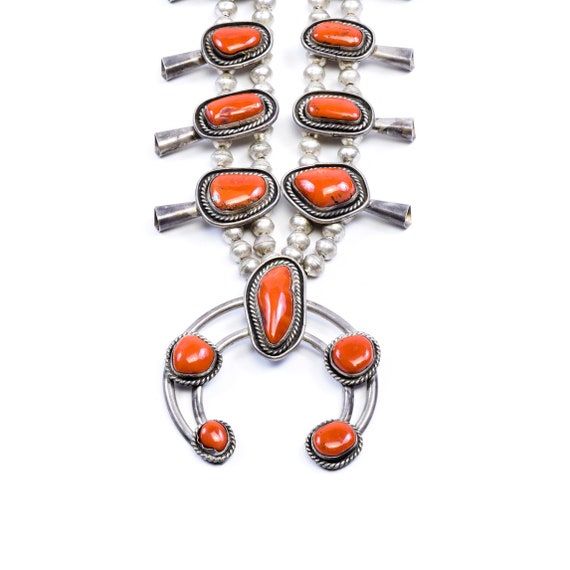 Navajo Coral Squash Blossom and Earrings - image 2