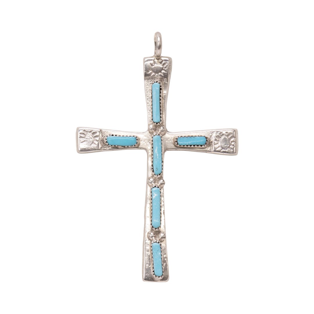 Zuni Turquoise Cross Pendant - Etsy