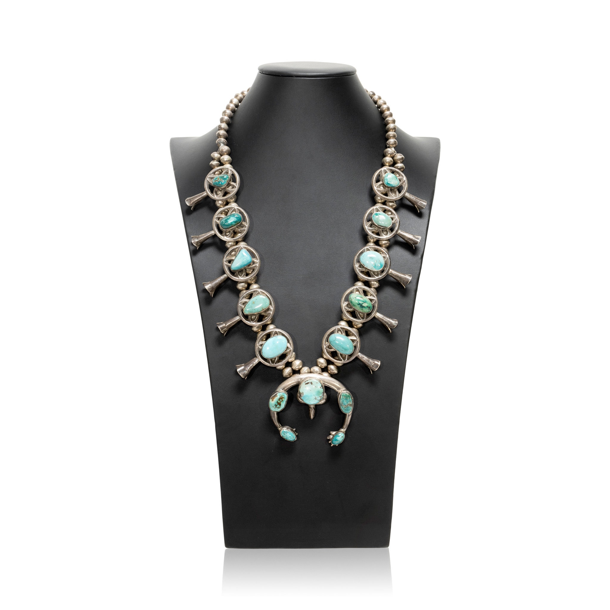 Vintage Navajo Moreni Turquoise and Sand Cast Sterling Silver