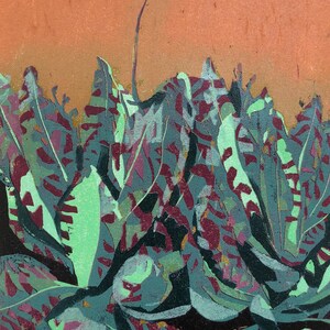 Succulents #4 woodcut