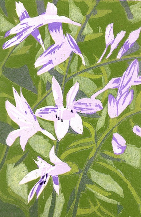 Garden 8 Woodcut Relief Print Etsy