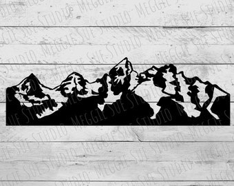 Teton Mountains SVG, Mountain Range SVG, Mountains Clipart SVG, Grand Teton Mountain Range Graphic SvG, Mountain Range Design