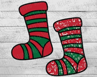 Christmas Stocking SVG, Distressed Christmas Stocking Graphic SVG, Stocking Clipart Christmas SVG, Vintage Christmas Stocking Graphic SvG
