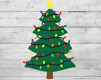 Christmas Tree SVG, Christmas Tree Lights SVG, Christmas Tree With Star And Lights SVG, Christmas Tree Cut File, Christmas Tree Decor