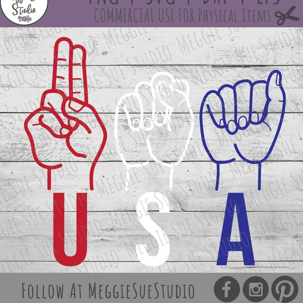 USA Sign Language SVG, USA Red White Blue Sign Language Svg, United States of America Svg, American Sign Language Svg