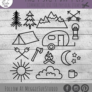 Camping Doodles Bundle SVG, Camping Gear Bundle SVG, Camping Doodles Graphic SVG, Camping Gear Clipart Doodles SvG