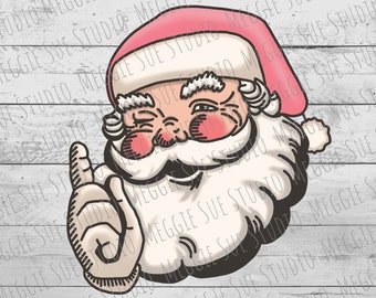 Retro Pink Santa PNG, Vintage Pink Santa Clause PNG, Pink Santa Clipart PNG, Retro Santa Printable Sublimation PnG, Pink Christmas Santa