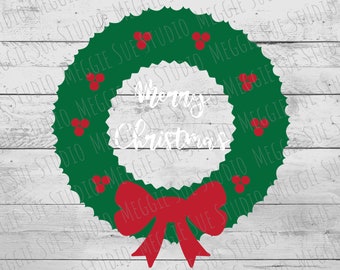 Merry Christmas Wreath SVG, Christmas Wreath SVG, Merry Christmas SVG, Holiday Wreath Merry Christmas Holly Wreath Cut File, Christmas Decor