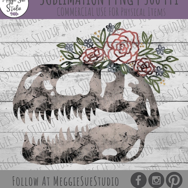 T Rex Skull PNG Sublimation, Tyrannosaurus Rex Floral Skull Sublimation PNG, T Rex Sublimation Download PNG, Floral Tyrannosaurus Rex PnG