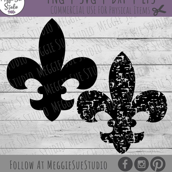 Fleur De Lis SVG, Vintage Fleur De Lis Cut File SVG, Fleur De Lis Silhouette Graphic SVG, Grunge Fleur De Lis Design SvG