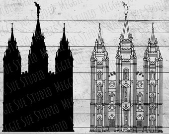 Salt Lake City LDS Temple SVG, Salt Lake City Temple SVG Cut File, Salt Lake City Temple Png Dxf Eps Outline Silhouette, Slc Temple