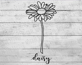 Daisy Drawing SVG, Daisy Flower Outline SVG, Hand Drawn Daisy SVG, Daisy Flower Outline Clipart SvG