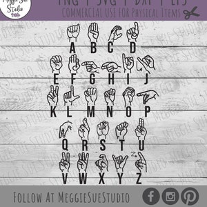 Sign Language Alphabet SVG, American Sign Language Alphabet SVG, Alphabet SVG, Sign Language Alphabet Clipart Cut File Graphic Svg