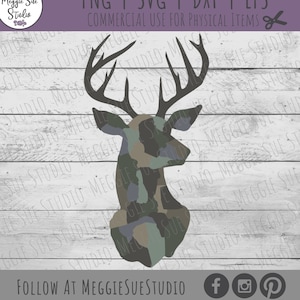 Tarnung Buck SVG, Camo Hirsch SVG, Camouflage Hirsch Mount Geweih SVG, Hirsch Svg, Hirsch Jagd Dekoration geschnitten Datei, Camo Buck Camo Hirsch Svg