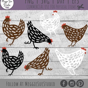 Bundle SVG poulet, basse-cour poulets Clipart SVG, poule brune poule noire poule blanche SVG, poulet doodles SvG, troupeau de poulets SvG