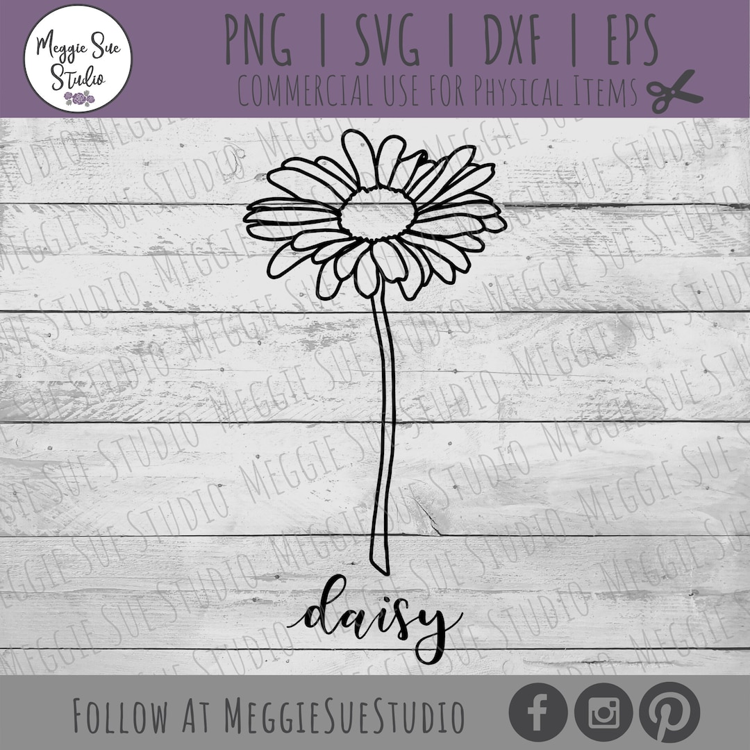 Daisy Drawing SVG, Daisy Flower Outline SVG, Hand Drawn Daisy SVG