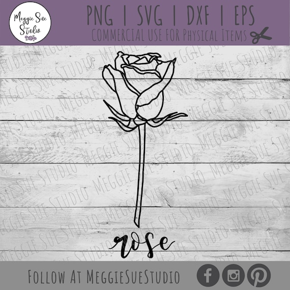 Rose Outline SVG, Hand Drawn Rose Flower SVG, Rose Flower Outline Clipart SVG, Rose Drawing SvG