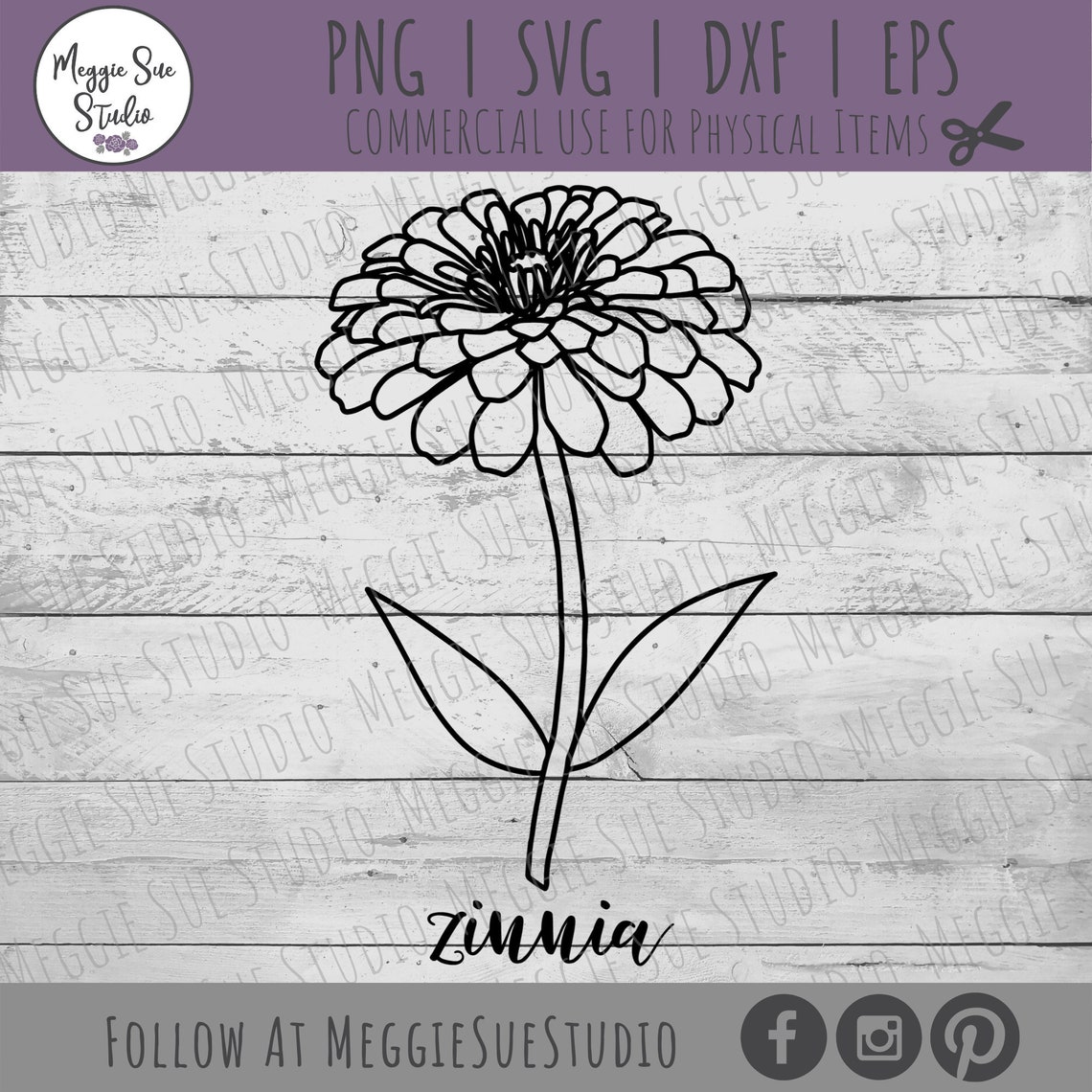 Download Zinnia Flower Drawing SVG Hand Drawn Zinnia Flower SVG | Etsy
