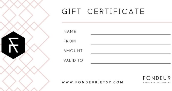 Fondeur Digital Gift Certificate E Gift Printable Gift Etsy