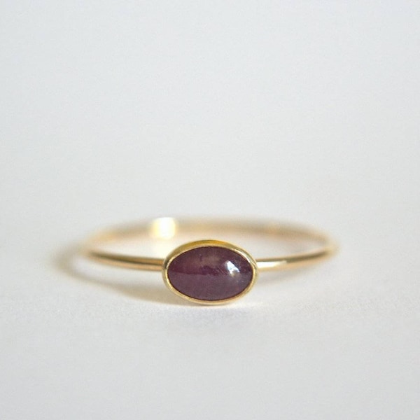 14k Solid Gold Oval Ruby Ring, 14k Gold Ruby Oval Ring, Ruby Ring 14k Gold, Natural Ruby Gold Ring, Ruby Ring Gold, Stacking Ring