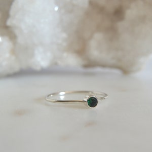 Emerald Ring, Custom Made To Order In Sterling Silver or 14k Gold Filled, Delicate Dainty and Minimalist Stacking Ring, Perfect Gift For Her image 3
