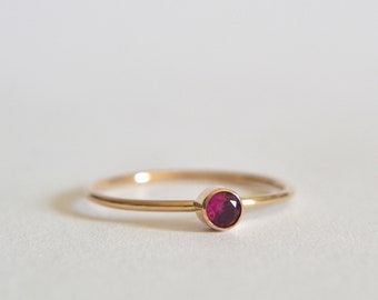 14k Gold Filled Or Sterling Silver Ruby Ring, Beautiful Faceted Cut Ruby, 40th Anniversary Gifts, Simple and Minimal Ring, Gifts For Her