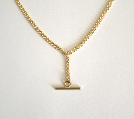 Dainty T-Bar Knot Necklace - Gold