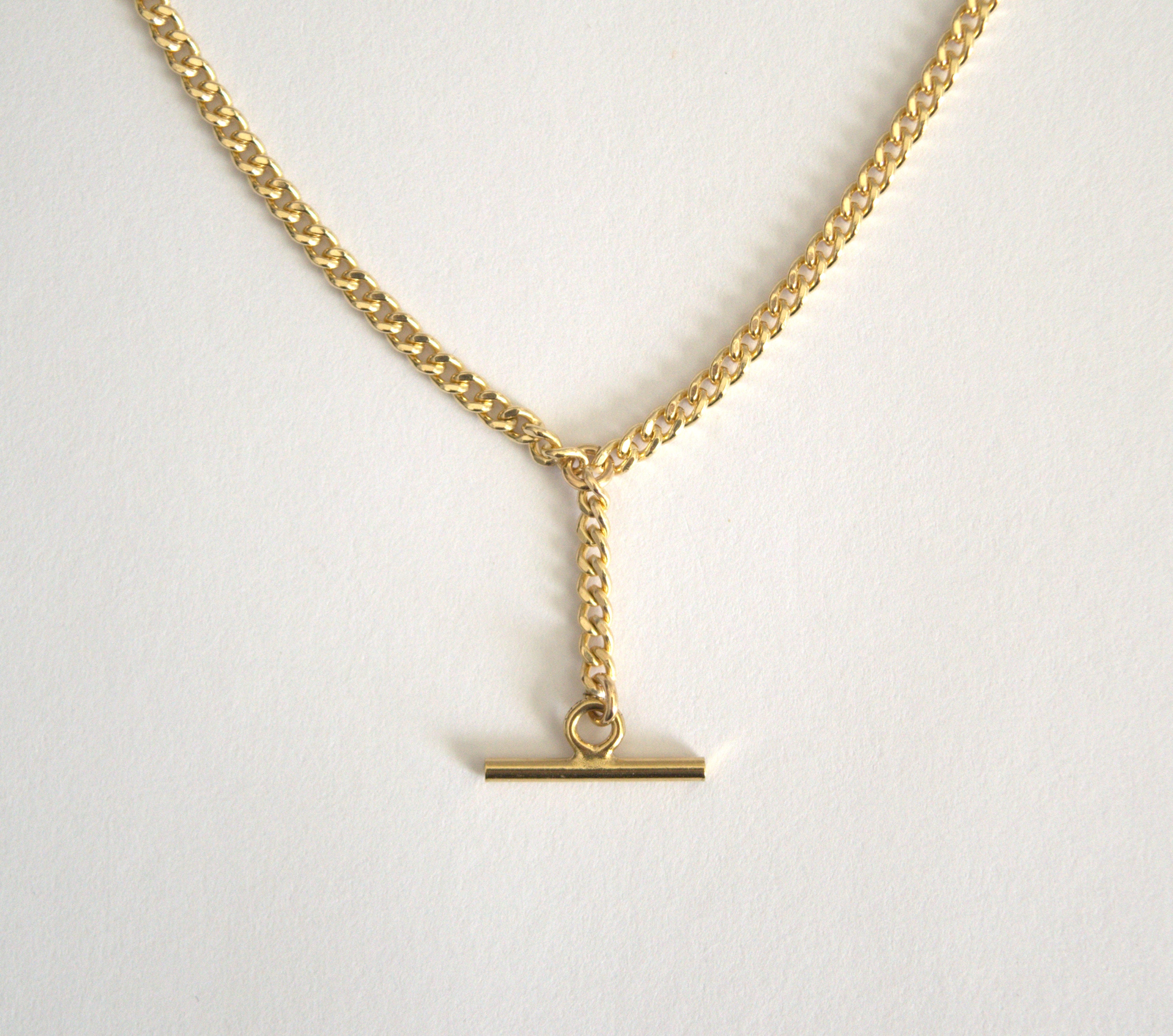 Gold necklace t bar discount