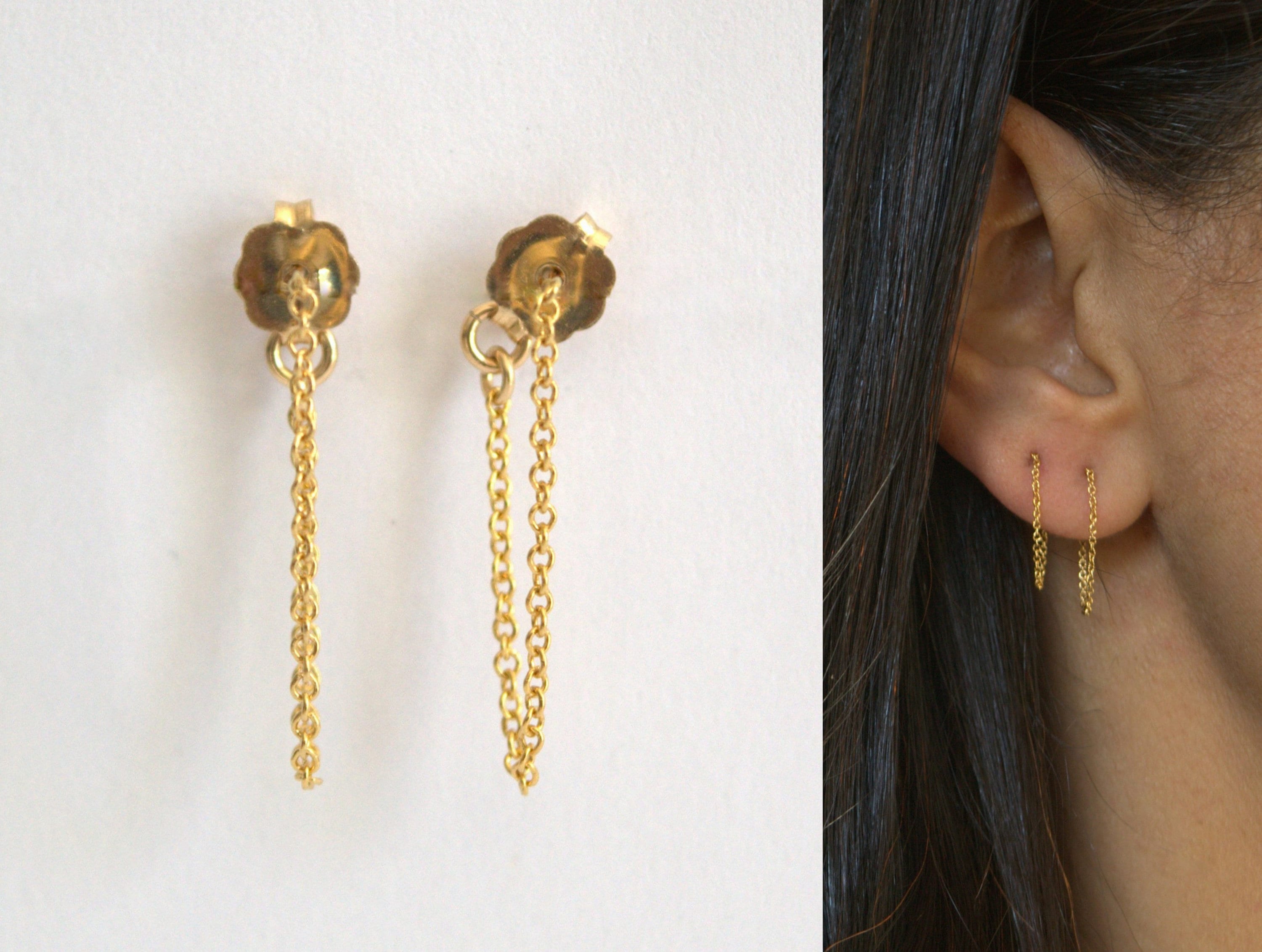 Gold Chain Earrings Chain Earrings Gold Dangle Earring Etsy