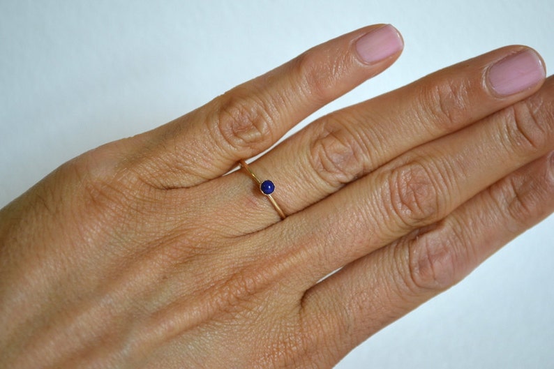 14k Gold Filled Natural Lapis Lazuli Ring, Dainty Jewelry, Custom Made To Order Handmade Ring, Summer Boho Ring, Minimalist Jewelry image 3