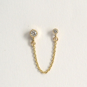 Double Piercing Earring, Gold Chain Earrings, Double Chain Earrings, Drop Earrings, Dangle Earrings, Stud Earring, Gold Filled Chain Earring