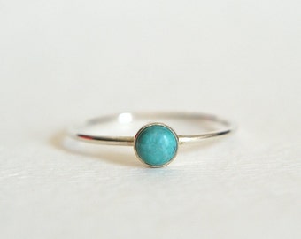 Sterling Silver Natural Turquoise Ring, Stacking Ring, Summer Beach Ring, Minimalist And Dainty Ring, Graduation Gift, Perfect For Everyday