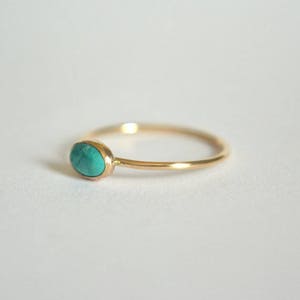 14k Solid Gold, 14k Gold Filled, Or Sterling Silver Oval Natural Turquoise Gemstone Ring, Dainty Genuine Turquoise Ring, Minimalist Jewelry image 3