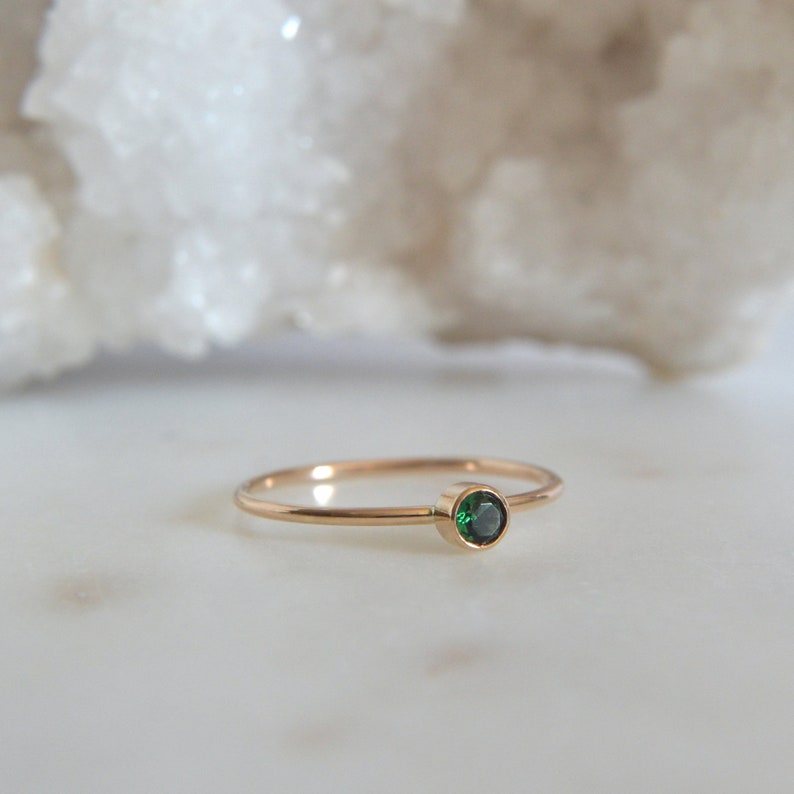 Emerald Ring, Custom Made To Order In Sterling Silver or 14k Gold Filled, Delicate Dainty and Minimalist Stacking Ring, Perfect Gift For Her image 2