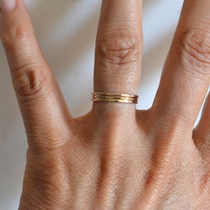 14k Gold Filled or 14k Solid Gold Hammered Band, Textured Ring Band, Wedding Ring, Midi Ring, Dainty and Minimalist Hammered Ring image 4