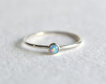 Silver Blue Opal Ring, Blue Opal Ring, Silver Opal Ring, Opal Ring Silver, Opal Silver Ring, Dainty Ring, Sterling Silver Opal Ring