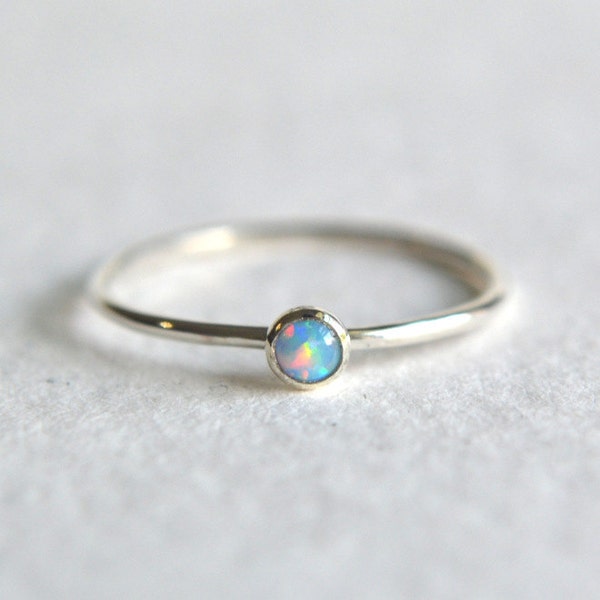 Silver Blue Opal Ring, Blue Opal Ring, Silver Opal Ring, Opal Ring Silver, Opal Silver Ring, Dainty Ring, Sterling Silver Opal Ring