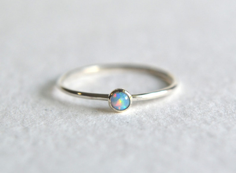 Silver Blue Opal Ring, Blue Opal Ring, Silver Opal Ring, Opal Ring Silver, Opal Silver Ring, Dainty Ring, Sterling Silver Opal Ring image 1