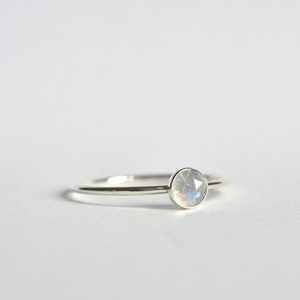 Sterling Silver Ring, Natural Rainbow Moonstone, Ethically Sourced Gemstone, Dainty Jewelry Perfect For Everyday Wear, Minimalist Jewelry