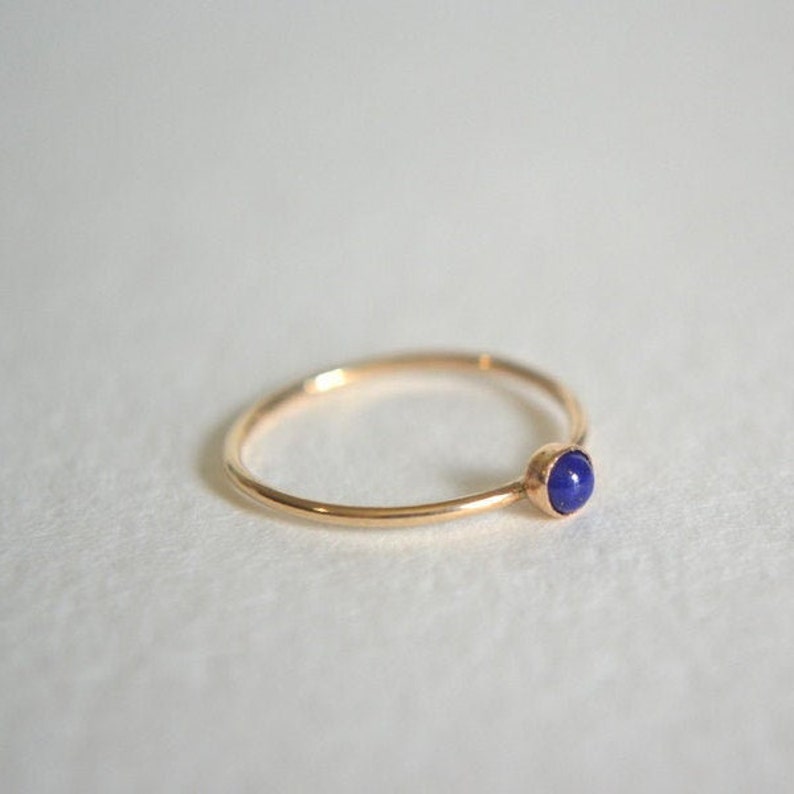 14k Gold Filled Natural Lapis Lazuli Ring, Dainty Jewelry, Custom Made To Order Handmade Ring, Summer Boho Ring, Minimalist Jewelry image 2