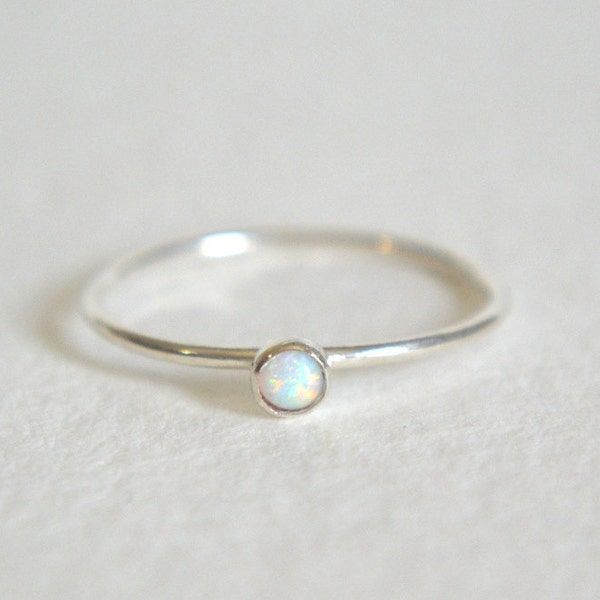 Silver Opal Ring, Opal Ring, Opal Ring Silver, Opal Silver Ring, Sterling Silver Opal Ring, Silver Stacking Ring, Dainty Opal Ring