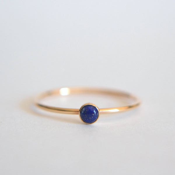 14k Solid Gold Lapis Lazuli Ring, 14k Gold Lapis Lazuli Ring, Lapis Lazuli Ring Gold, Gold Lapis Ring, Stacking Ring, Stackable Ring