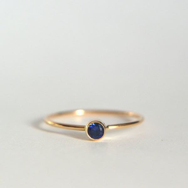 14k Solid Gold Sapphire Ring, 14k Gold Sapphire Ring, Natural Sapphire Ring Gold, Rose Gold Sapphire Ring, Dainty Ring, Stackable Ring