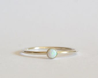 Sterling Silver Opal Ring, Dainty Opal Ring, Boho Jewelry