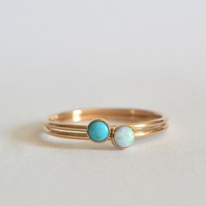 Gold Opal Ring, Opal Ring Gold, Gold Turquoise Ring, Turquoise Ring Gold, Opal Ring Set, Gold Stacking Ring, Dainty Opal Ring