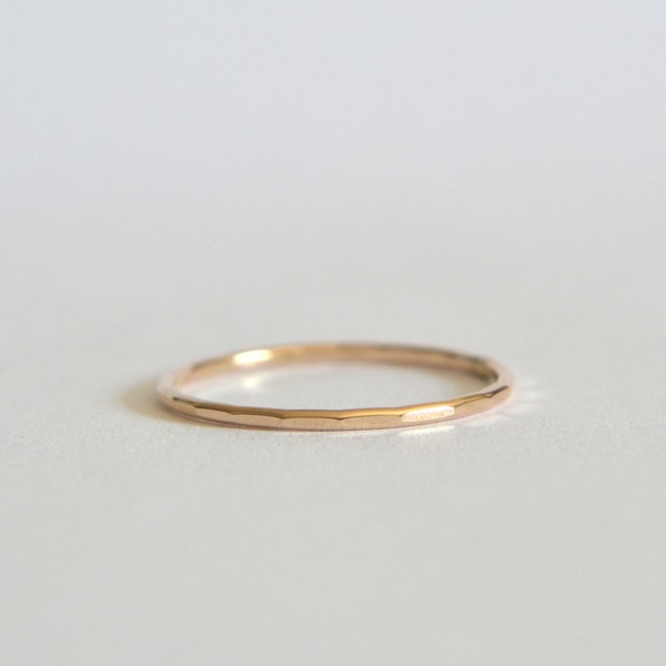 14k Gold Filled or 14k Solid Gold Hammered Band, Textured Ring Band, Wedding Ring, Midi Ring, Dainty and Minimalist Hammered Ring