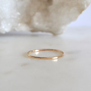 14k Gold Filled or 14k Solid Gold Hammered Band, Textured Ring Band, Wedding Ring, Midi Ring, Dainty and Minimalist Hammered Ring image 2