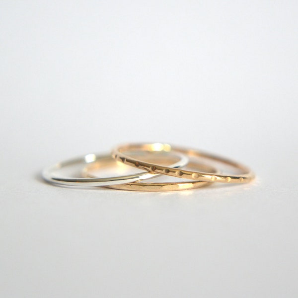 Gold Stacking Ring, Gold Stacking Bands, Sterling Silver Stacking Rings, Stackable Gold Rings, Stacking Rings, Hammered Stacking Rings